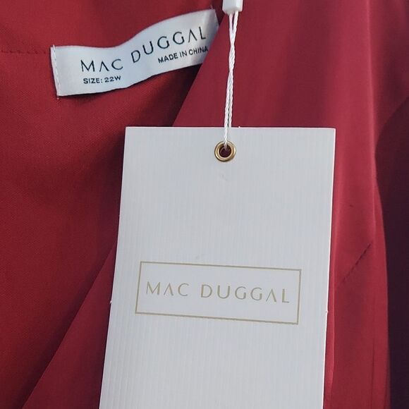Mac Duggal 67907 Burgundy Satin V-Neck Long Sleeve Dress Sz 22W NWT - Picture 6 of 13